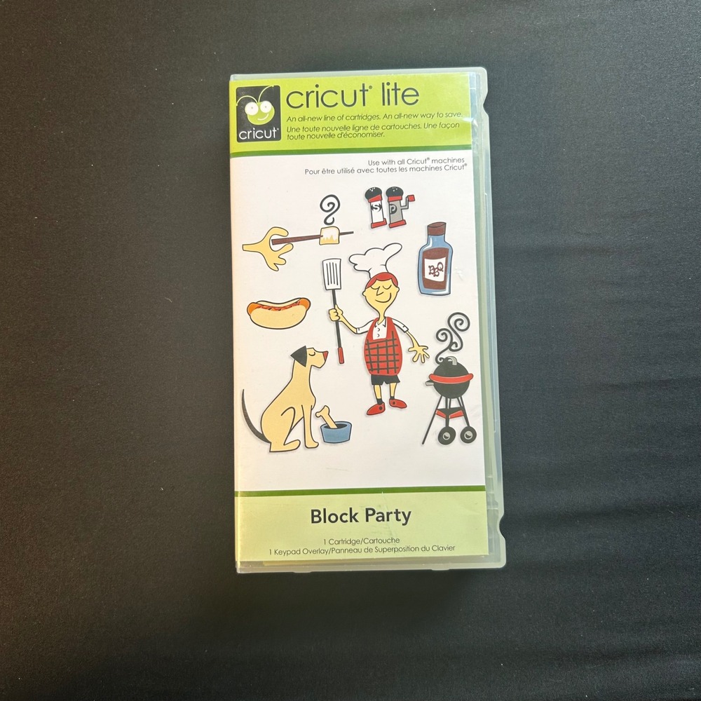 Cricut Lite Block Party barbecue Cartridge keypad overlay link status unknown